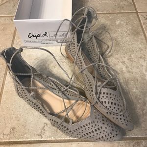Qupid Lace-Up Flats